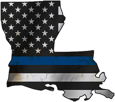 thin blue line, warrior, police, metal sign, metal art, blue line, flag, america, map, state